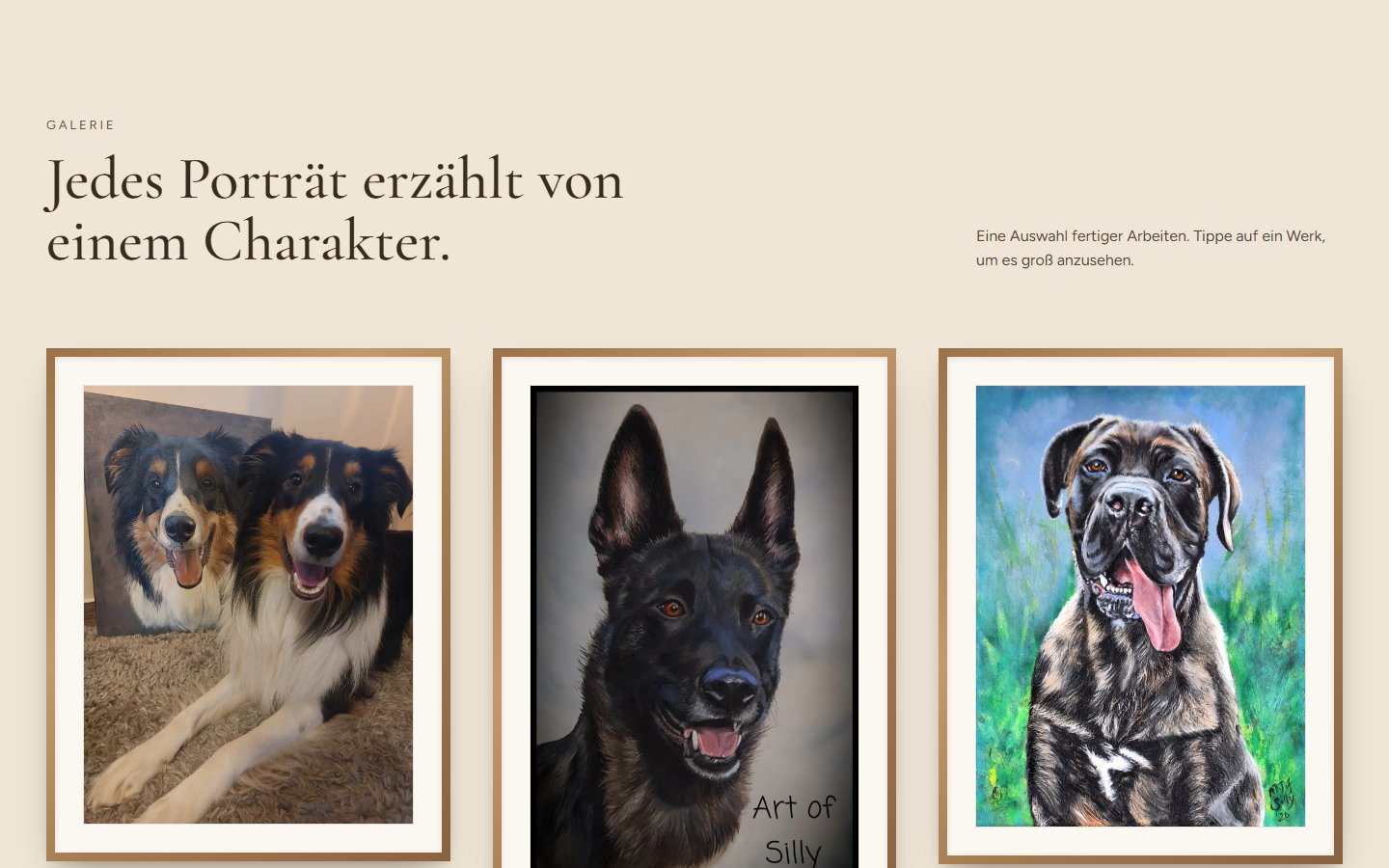 Art of Silly Galerie mit gerahmten Tierporträts