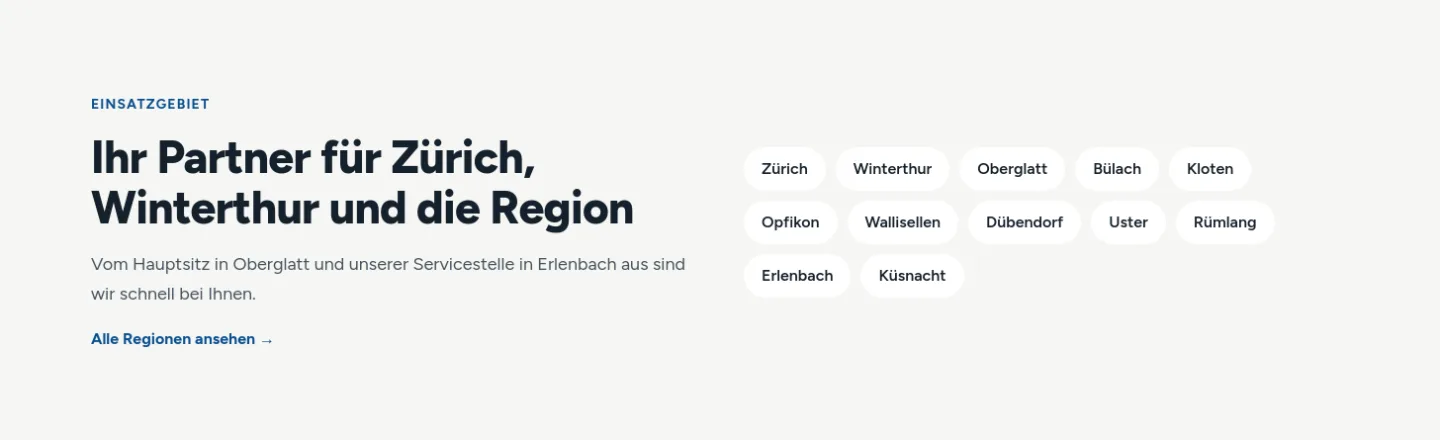Einsatzgebiet der ELAN AG: Zürich, Winterthur und die Region