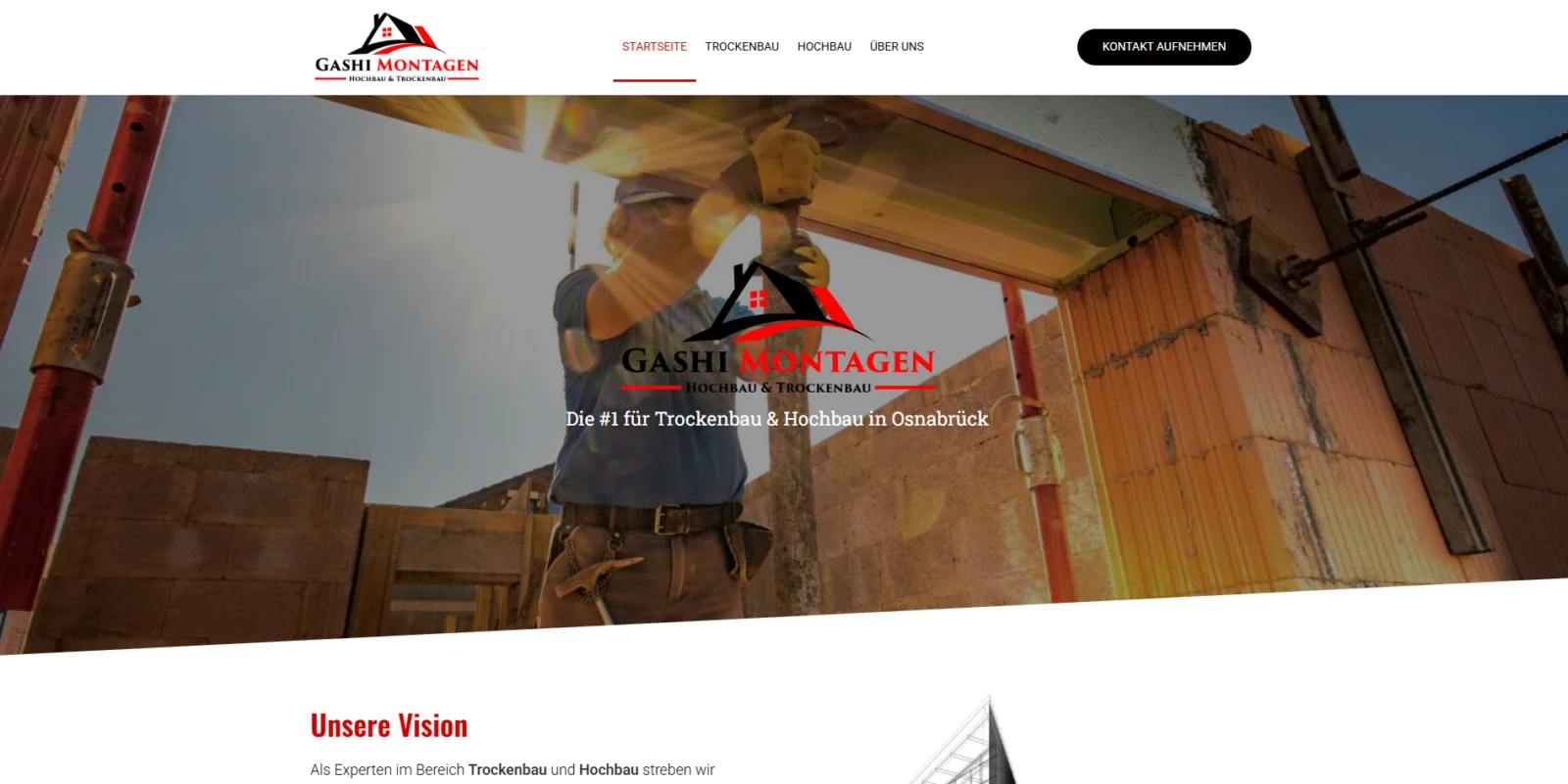 Alte Website von Gashi Montagen (vorher)