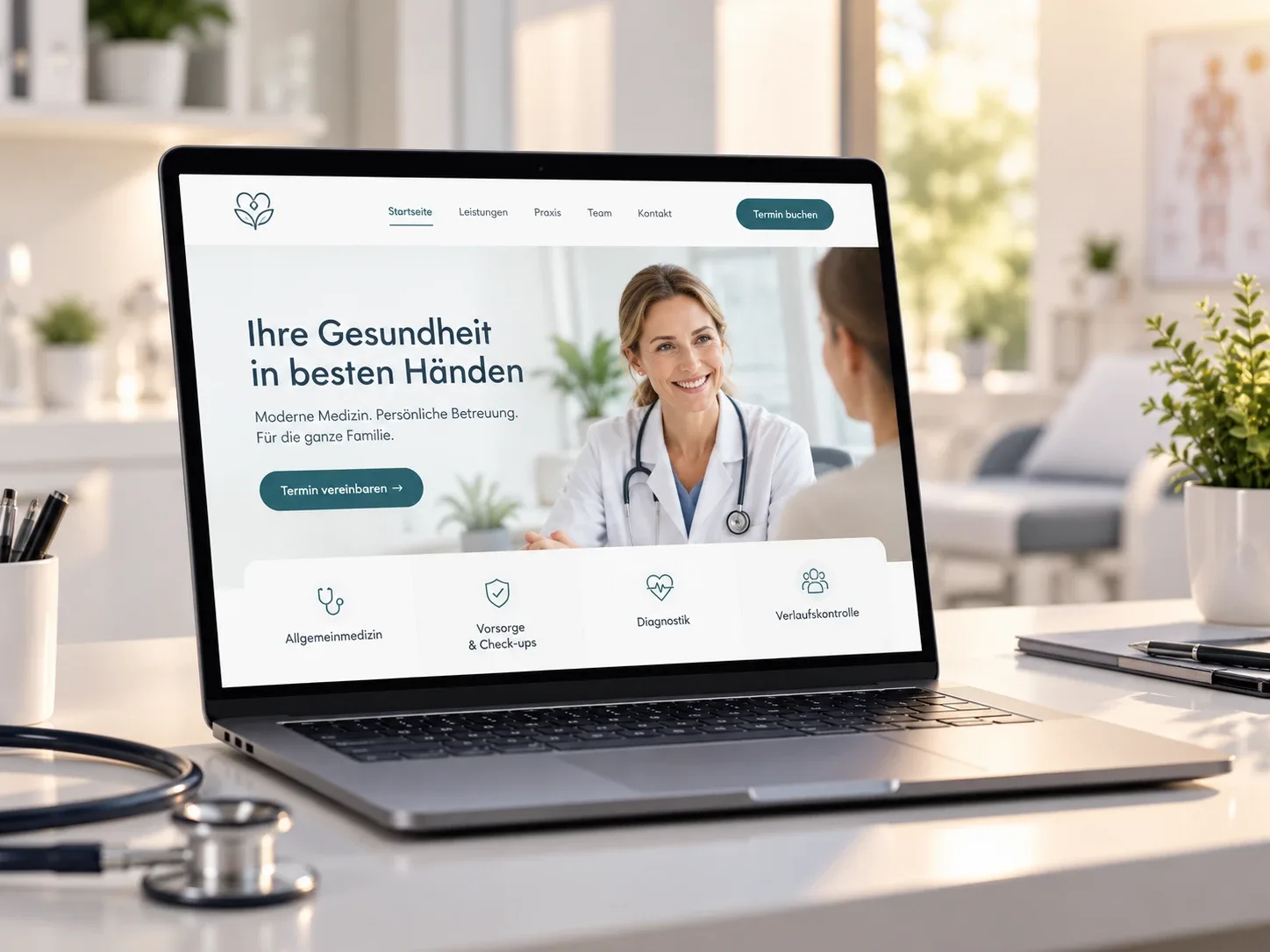 Neue Website der Praxis Dr. Lehmann auf einem Laptop
