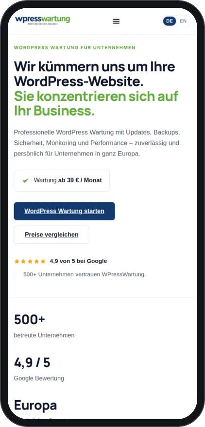 Mobile Ansicht von wpresswartung.com